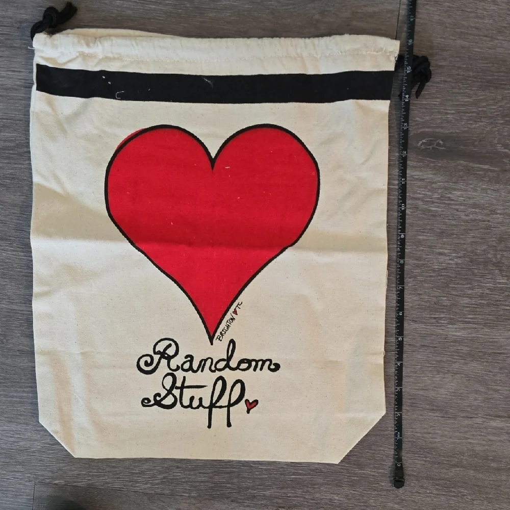 Brighton Canvas Drawstring Bags with Red Heart & Shoe Prints - Picture 2 of 5